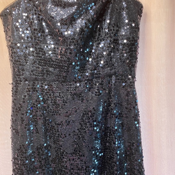 Blue Sequence Dress with Side Split - Picture 11 of 11